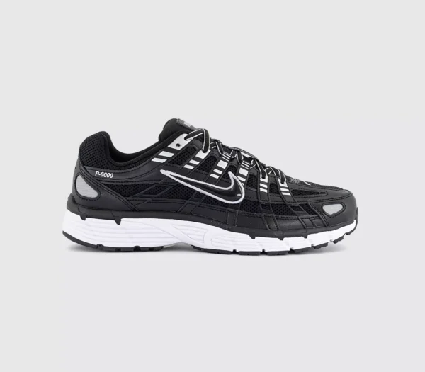 Nike P-6000 Trainers  Black Black White Metallic Silver